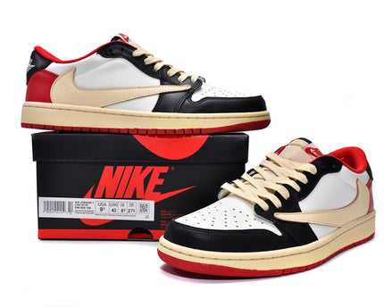 Men's Travis Scott x Air Jordan 1 Low Black Red Shoes