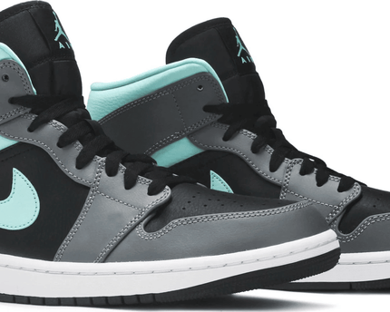 Men's Air Jordan 1 Mid Grey Aqua Shoes