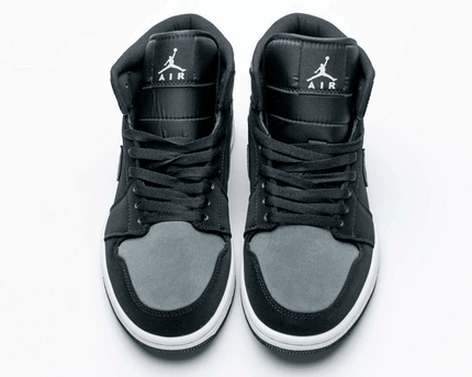 Men's Air Jordan 1 Mid White Black Grey Shoes