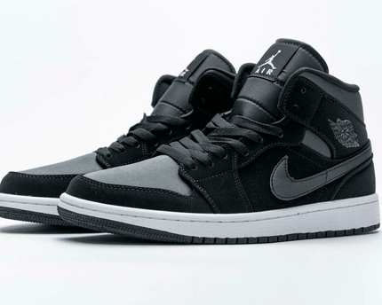 Men's Air Jordan 1 Mid White Black Grey Shoes