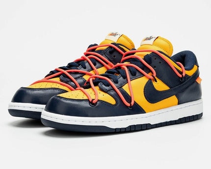 Men's OFF WHITE X SB Dunk Low White Michigan Shoes