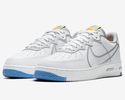 Men's Air Force 1 React Light Smoke and University Gold Shoes