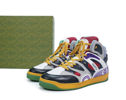 Men's Gucci Basket Black Red White Sneaker Shoes