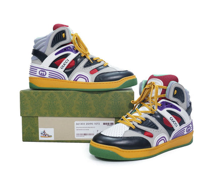 Men's Gucci Basket Black Red White Sneaker Shoes