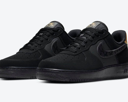 Men's Air Force 1 Low Branded Swooshes Black Nubuck Shoes