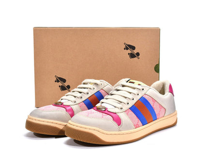 Men's Gucci Screener White Black Pink Sneaker Shoes