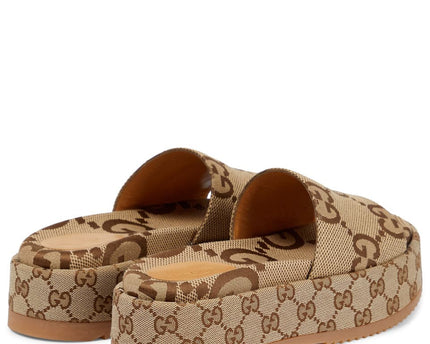 Women's Gucci Maxi Canvas Platform Slides Shoes