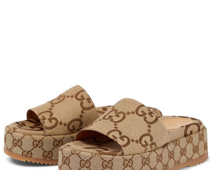 Women's Gucci Maxi Canvas Platform Slides Shoes