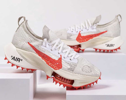Men's Off White x Air Zoom Tempo Next Solar Red Shoes