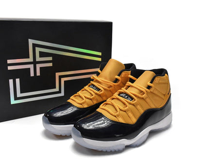 Men's Air Jordan 11 Retro Black Yellow Shoes