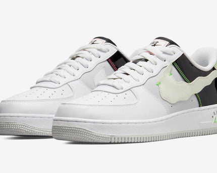 Men's Air Force 1 Black Green Swoosh Shoes