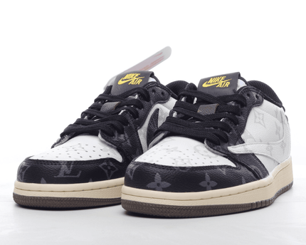 Men's Air Jordan 1 Low x LV x Fragment x Travis Scott Brown Black White Shoes