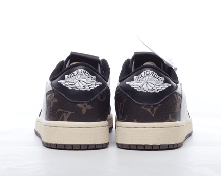 Men's Air Jordan 1 Low x LV x Fragment x Travis Scott Brown Black White Shoes