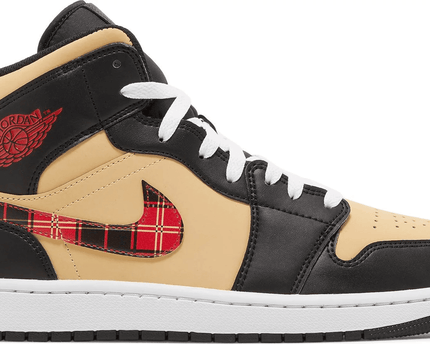 Men's Air Jordan 1 Mid Tartan Swoosh Shoes