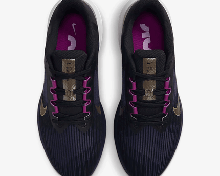 Men's Air Zoom Winflo 9 Black Blackened Blue Cave Purple Gold Suede Shoes