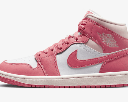 Men's Air Jordan 1 Mid Strawberries And Cream Pink White Shoes