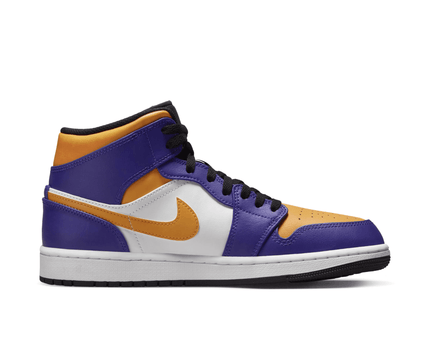 Men's Air Jordan 1 Mid Purple White-Yellow Shoes
