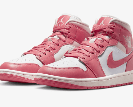 Men's Air Jordan 1 Mid Strawberries And Cream Pink White Shoes