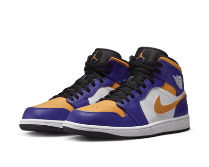 Men's Air Jordan 1 Mid Purple White-Yellow Shoes