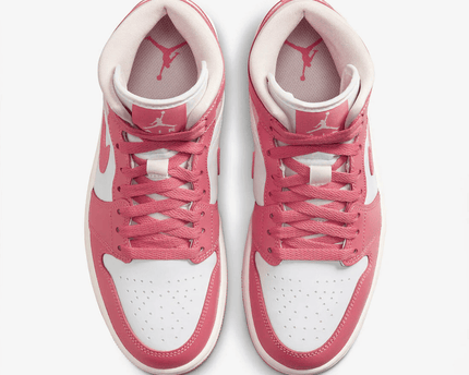 Men's Air Jordan 1 Mid Strawberries And Cream Pink White Shoes