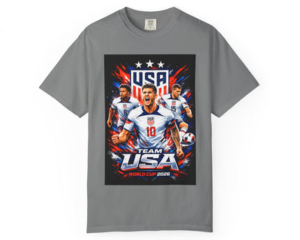 USA Soccer Players Team USA T-Shirt, 2026 World Cup Back Trophy Design, USA Flag
