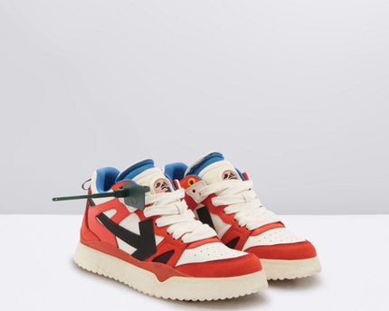 Men's Off White Men Mid -Top Sponge Sneaker In Red Black