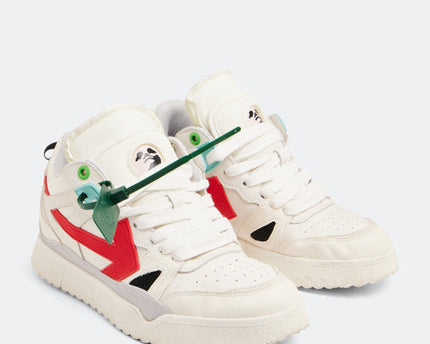 Men's Off White Men Mid -Top Sponge Sneaker In White Red