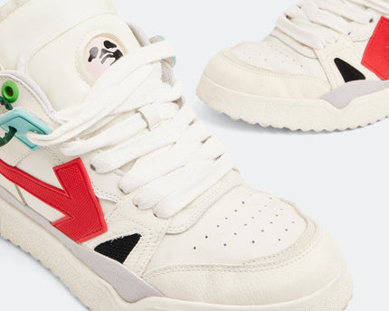 Men's Off White Men Mid -Top Sponge Sneaker In White Red