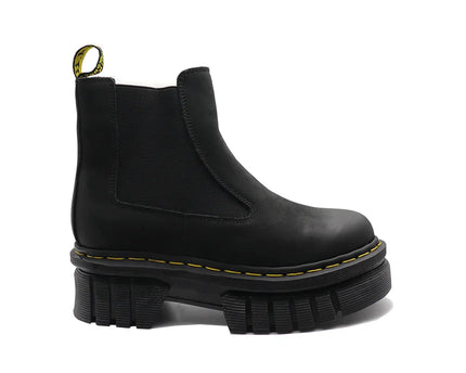 Meral Durable Cowhide Leather Matte Goodyear Welt Thick-Soled Black Boots