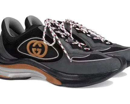 Men's Gucci Run Suede Black Grey Suede Sneakers