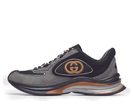 Men's Gucci Run Suede Black Grey Suede Sneakers