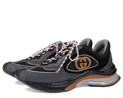 Men's Gucci Run Suede Black Grey Suede Sneakers