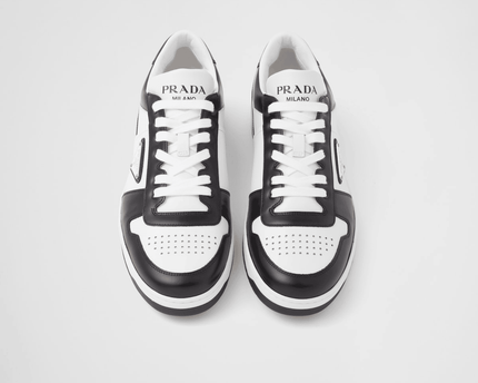 Prada Downtown Leather Black White Sneakers