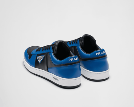 Prada Downtown Leather Black Cobalt Blue Sneakers