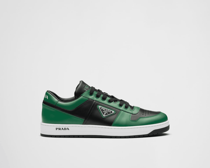 Prada Downtown Leather Black Green Sneakers