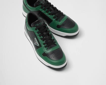 Prada Downtown Leather Black Green Sneakers