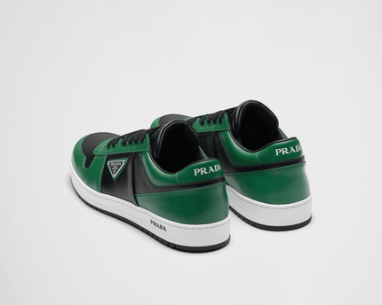 Prada Downtown Leather Black Green Sneakers
