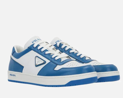 Prada Downtown Leather Blue Sneakers