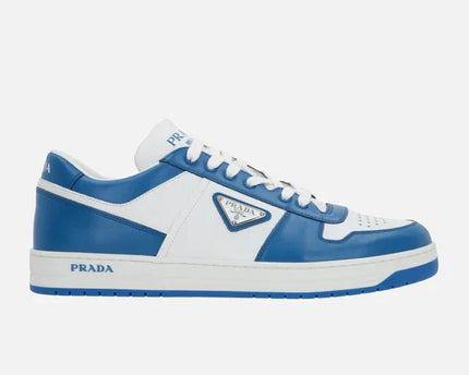 Prada Downtown Leather Blue Sneakers