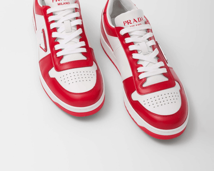 Prada Downtown Leather Lacquer Red Sneakers