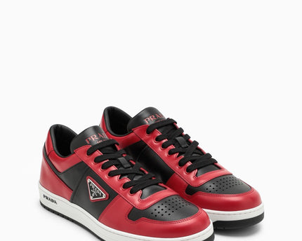 Prada Downtown Leather Red Black Sneakers