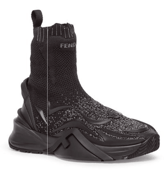 Men's Fendi Street Style Plain Sock Noir Sneakers