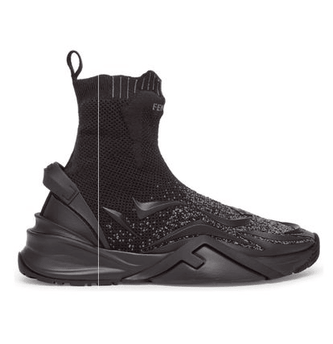 Men's Fendi Street Style Plain Sock Noir Sneakers
