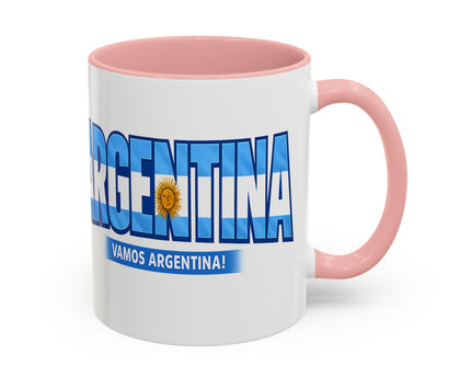 Argentina Vamos Argentina Mug , Accent Coffee Mug, Flag Text Design
