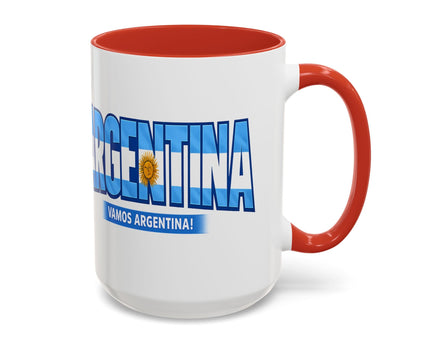 Argentina Vamos Argentina Mug , Accent Coffee Mug, Flag Text Design