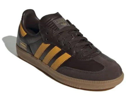 Men's Adidas Samba Dark Brown Yellow Shoes