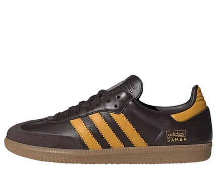 Men's Adidas Samba Dark Brown Yellow Shoes