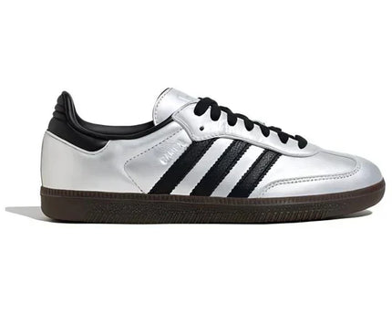 Men's Adidas Samba Silver Metallic Black Gum Shoes