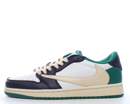 Men's Pk God Fragment Design x Travis Scott x Air Jordan 1 Retro Low Green Black White Shoes