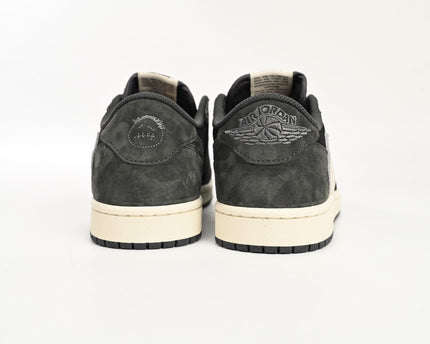 Men's Travis Scott x Air Jordan 1 Low Black Grey Low Shoes